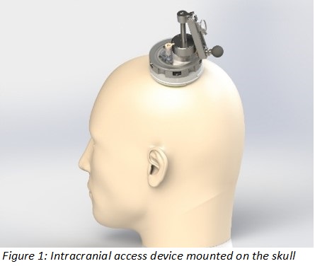 Text Box: Figure 1: Intracranial access device mounted on the skull